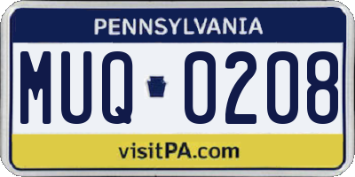 PA license plate MUQ0208