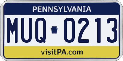 PA license plate MUQ0213