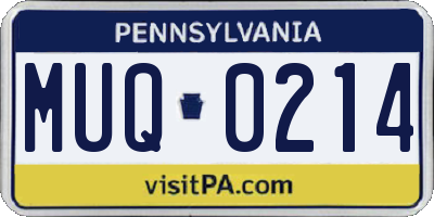 PA license plate MUQ0214