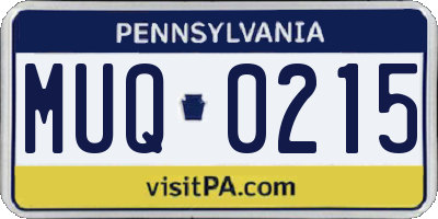PA license plate MUQ0215