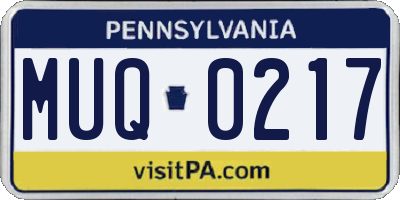 PA license plate MUQ0217