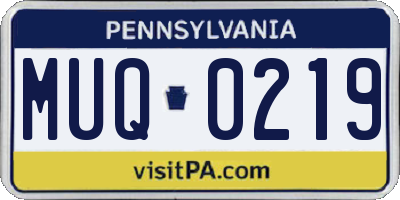 PA license plate MUQ0219