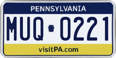 PA license plate MUQ0221