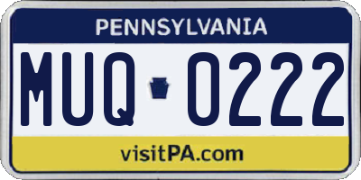 PA license plate MUQ0222