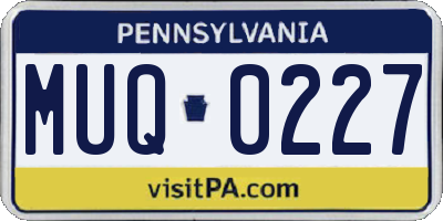 PA license plate MUQ0227