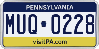 PA license plate MUQ0228