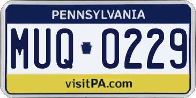 PA license plate MUQ0229