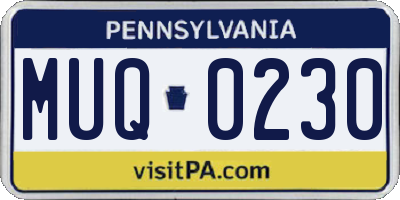 PA license plate MUQ0230