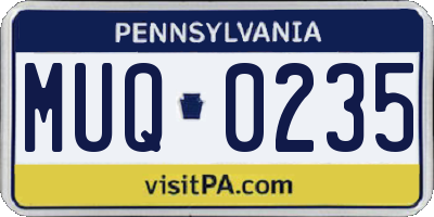 PA license plate MUQ0235