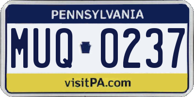 PA license plate MUQ0237