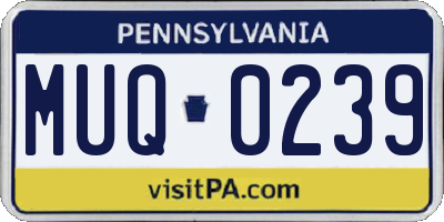 PA license plate MUQ0239