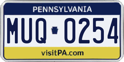 PA license plate MUQ0254