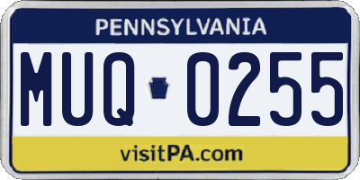 PA license plate MUQ0255