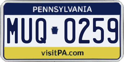 PA license plate MUQ0259