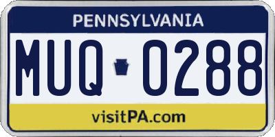 PA license plate MUQ0288