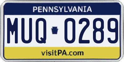 PA license plate MUQ0289
