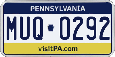 PA license plate MUQ0292