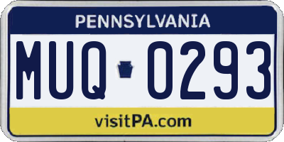 PA license plate MUQ0293