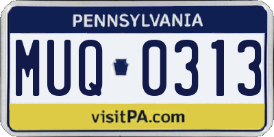 PA license plate MUQ0313