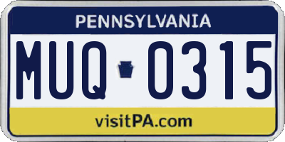 PA license plate MUQ0315