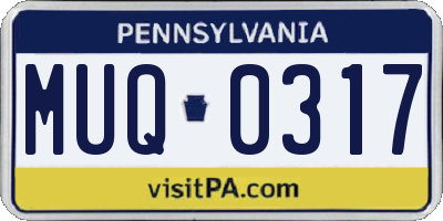 PA license plate MUQ0317