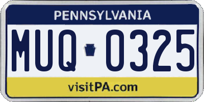 PA license plate MUQ0325