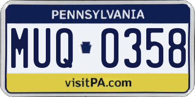 PA license plate MUQ0358