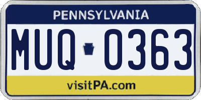 PA license plate MUQ0363