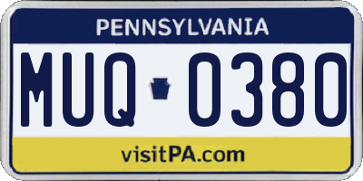 PA license plate MUQ0380