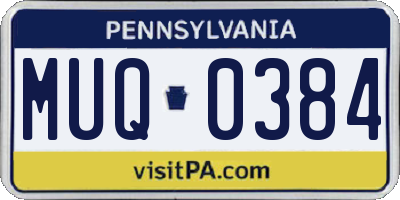 PA license plate MUQ0384