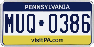 PA license plate MUQ0386