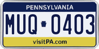 PA license plate MUQ0403