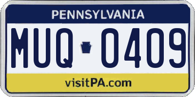 PA license plate MUQ0409