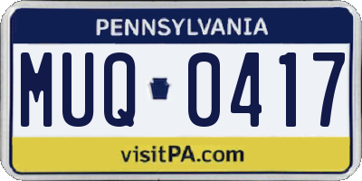 PA license plate MUQ0417