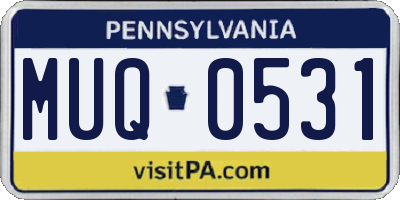 PA license plate MUQ0531