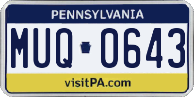 PA license plate MUQ0643