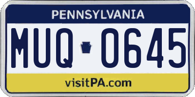 PA license plate MUQ0645