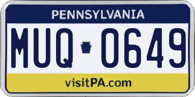 PA license plate MUQ0649