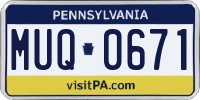 PA license plate MUQ0671