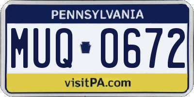 PA license plate MUQ0672