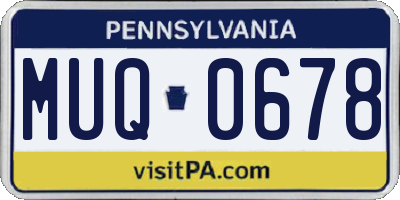 PA license plate MUQ0678