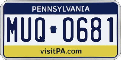 PA license plate MUQ0681