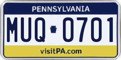 PA license plate MUQ0701