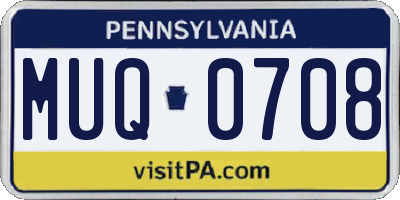 PA license plate MUQ0708