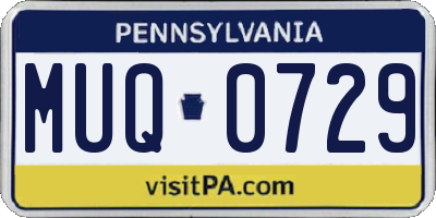 PA license plate MUQ0729
