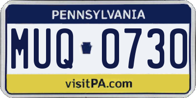 PA license plate MUQ0730