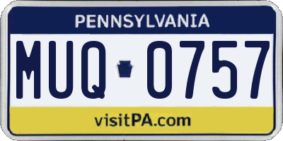 PA license plate MUQ0757
