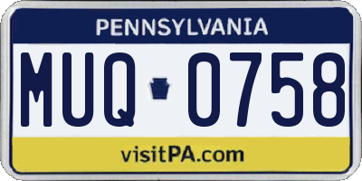 PA license plate MUQ0758