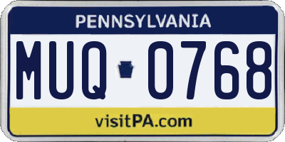 PA license plate MUQ0768