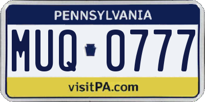 PA license plate MUQ0777
